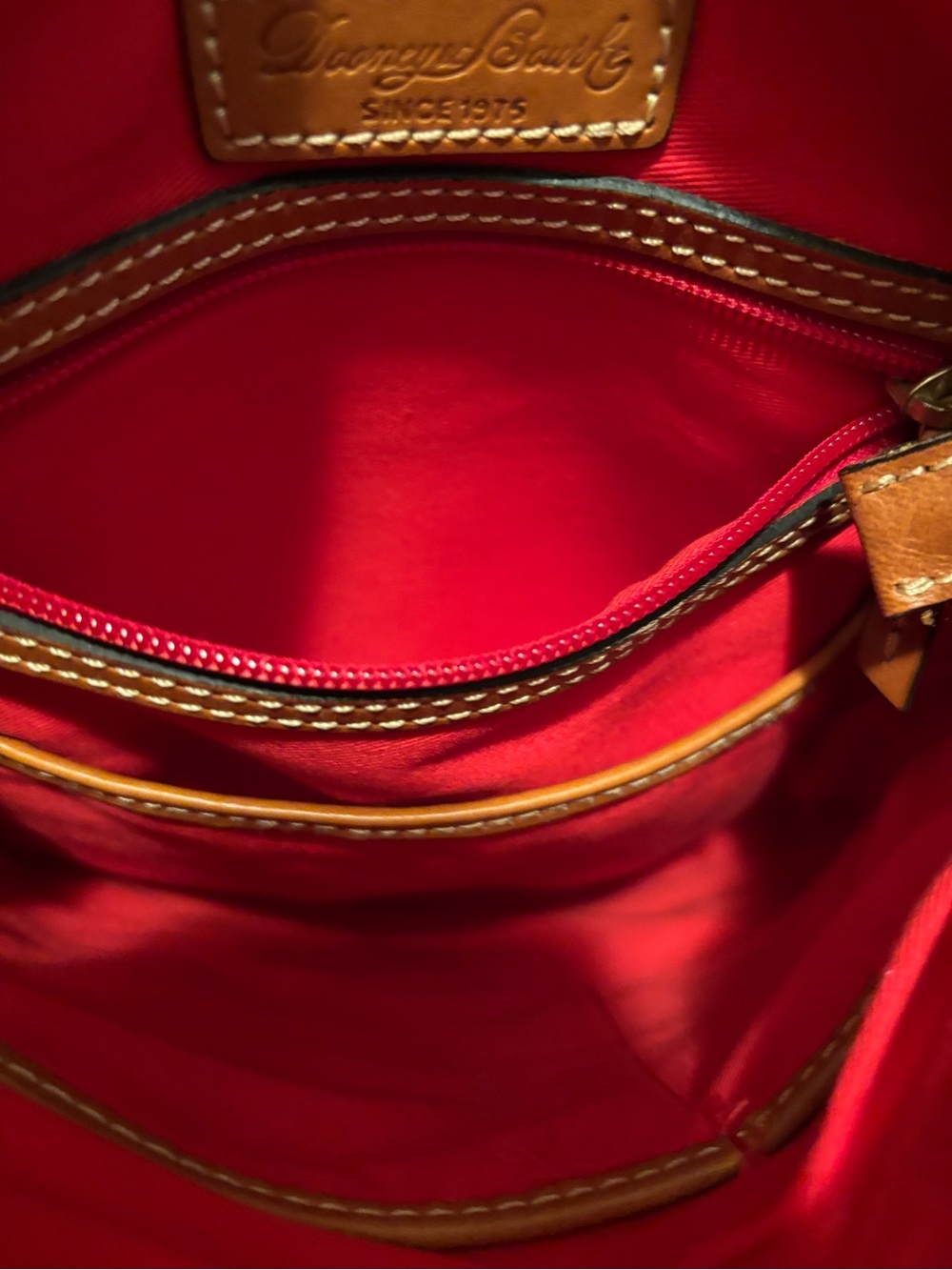 Dooney & Bourke Mint Green and White Striped Crossbody with Tan Leather Trim - Picture 11 of 11
